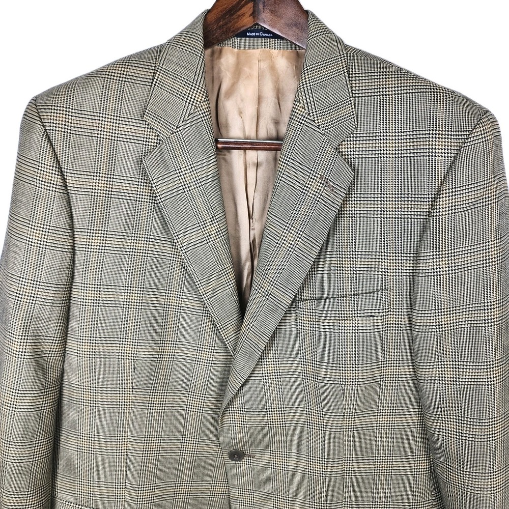 Chaps Ralph Lauren Glen Plaid Blazer Sport Coat Mens 44T Brown Wool‎ Old Career